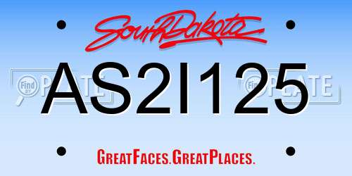 AS2I125 South Dakota License Plate