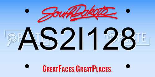AS2I128 South Dakota License Plate