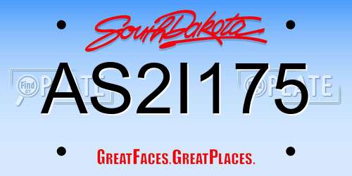 AS2I175 South Dakota License Plate