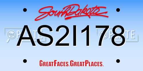 AS2I178 South Dakota License Plate