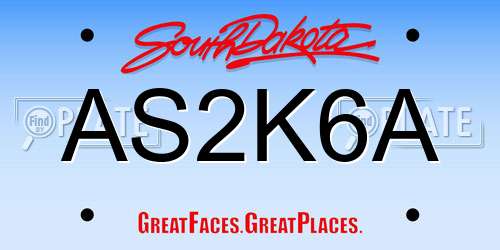 AS2K6A South Dakota License Plate