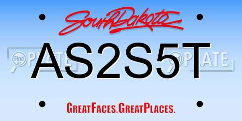 AS2S5T South Dakota License Plate