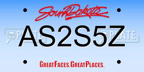 AS2S5Z South Dakota License Plate