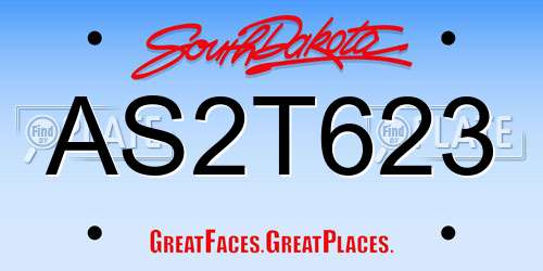AS2T623 South Dakota License Plate