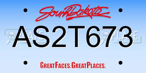 AS2T673 South Dakota License Plate