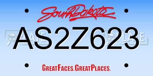 AS2Z623 South Dakota License Plate