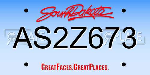 AS2Z673 South Dakota License Plate