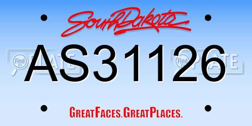 AS31126 South Dakota License Plate