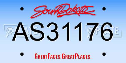 AS31176 South Dakota License Plate