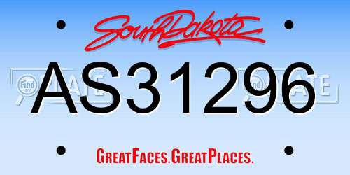 AS31296 South Dakota License Plate
