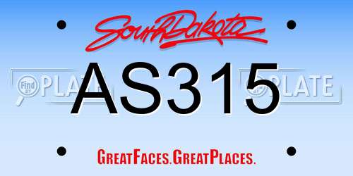 AS315 South Dakota License Plate