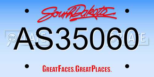 AS35060 South Dakota License Plate