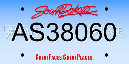 AS38060 South Dakota License Plate
