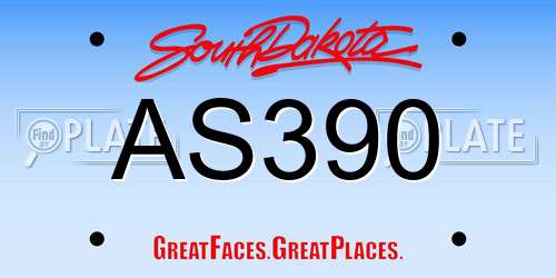 AS390 South Dakota License Plate