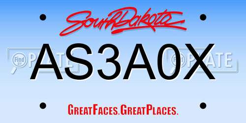 AS3A0X South Dakota License Plate