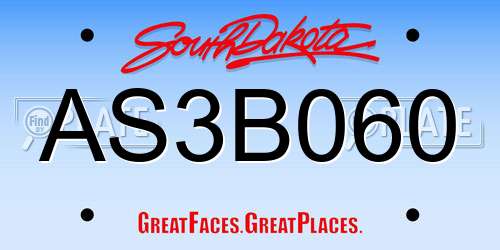 AS3B060 South Dakota License Plate