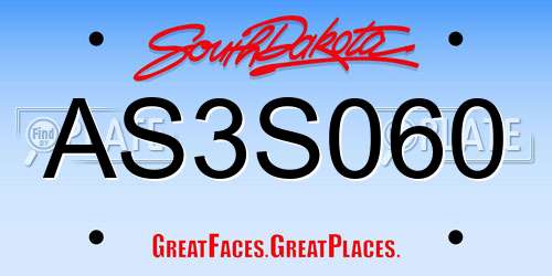 AS3S060 South Dakota License Plate