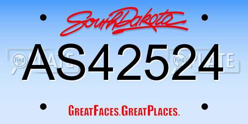 AS42524 South Dakota License Plate