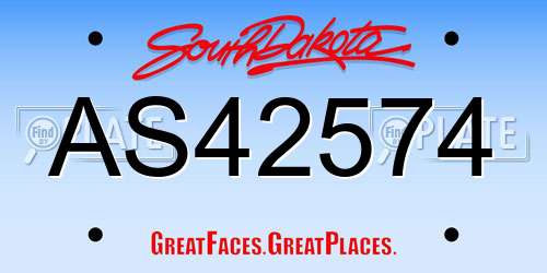 AS42574 South Dakota License Plate