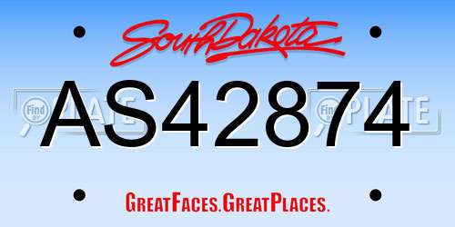 AS42874 South Dakota License Plate