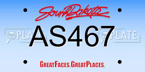 AS467 South Dakota License Plate