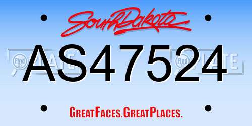 AS47524 South Dakota License Plate