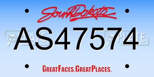 AS47574 South Dakota License Plate