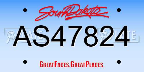 AS47824 South Dakota License Plate