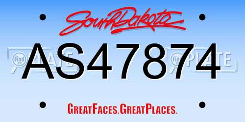 AS47874 South Dakota License Plate