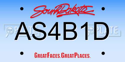 AS4B1D South Dakota License Plate