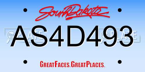 AS4D493 South Dakota License Plate