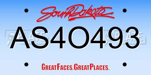 AS4O493 South Dakota License Plate