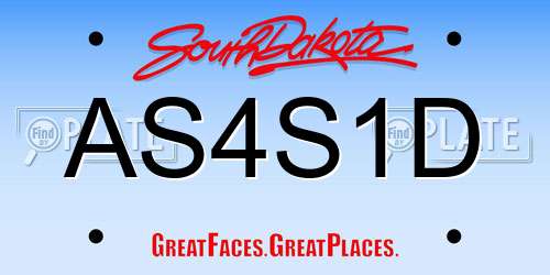 AS4S1D South Dakota License Plate