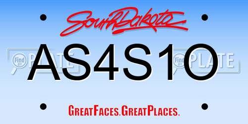 AS4S1O South Dakota License Plate