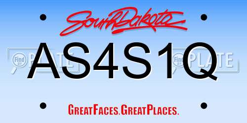 AS4S1Q South Dakota License Plate