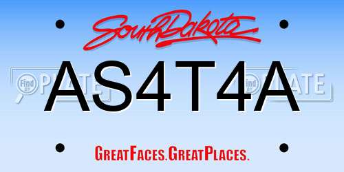 AS4T4A South Dakota License Plate