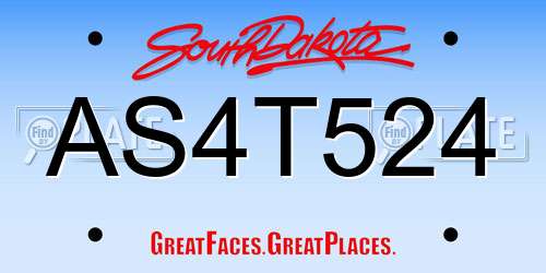 AS4T524 South Dakota License Plate