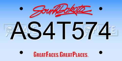 AS4T574 South Dakota License Plate