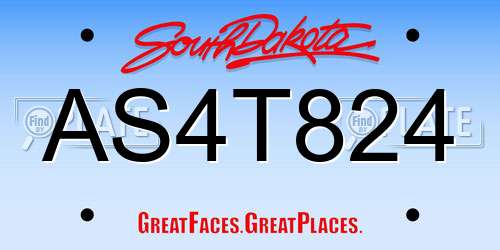 AS4T824 South Dakota License Plate