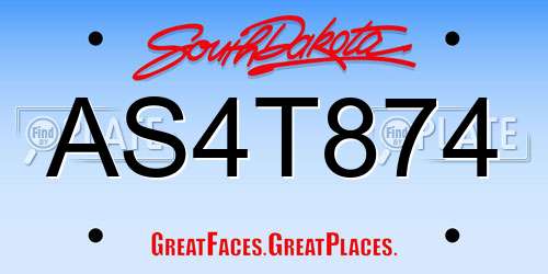 AS4T874 South Dakota License Plate