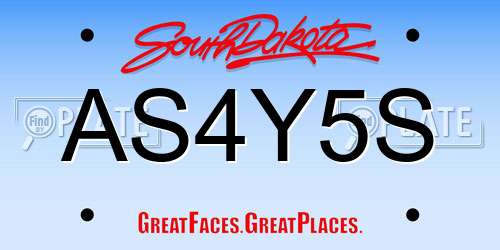 AS4Y5S South Dakota License Plate