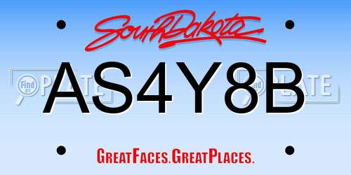 AS4Y8B South Dakota License Plate