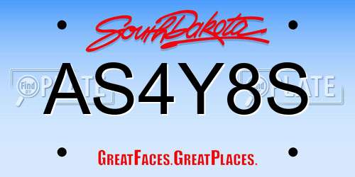 AS4Y8S South Dakota License Plate