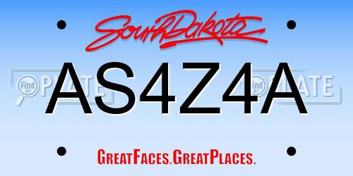 AS4Z4A South Dakota License Plate
