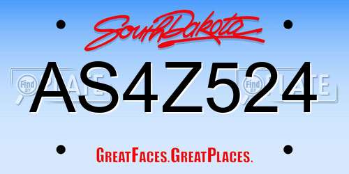 AS4Z524 South Dakota License Plate