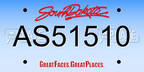AS51510 South Dakota License Plate