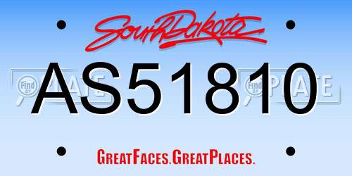 AS51810 South Dakota License Plate