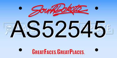 AS52545 South Dakota License Plate