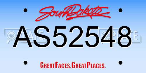 AS52548 South Dakota License Plate