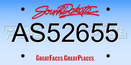 AS52655 South Dakota License Plate